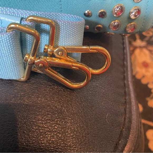 Prada Turquoise Studded Canvas Tote with Detachable Strap COA - Picture 6 of 16